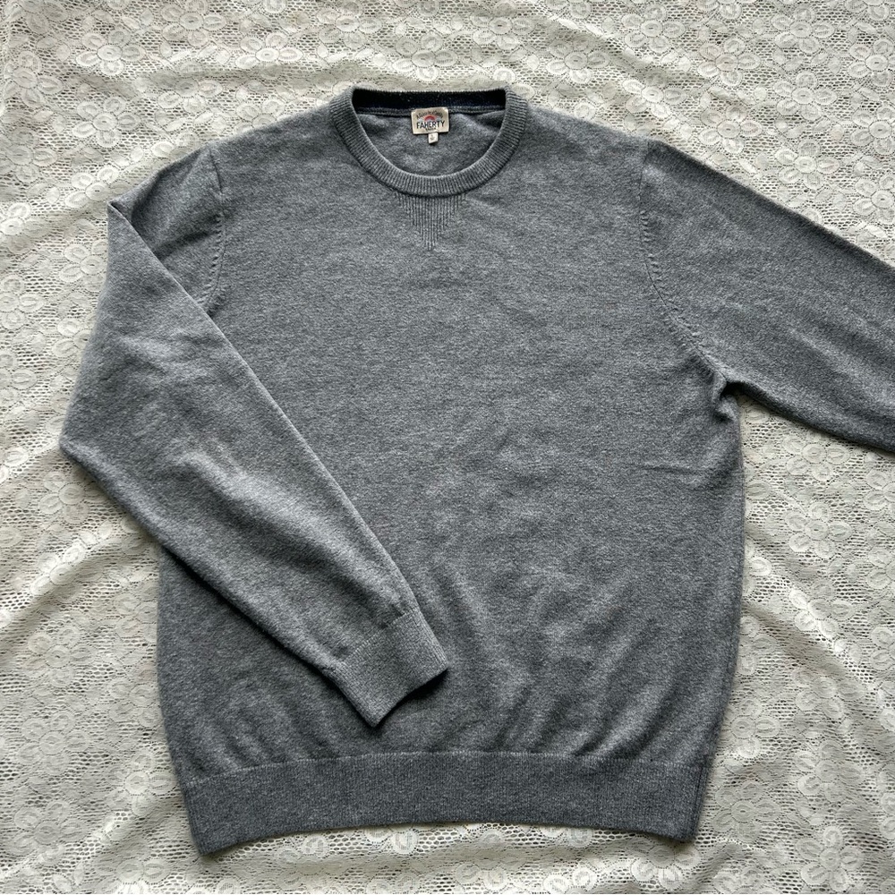 Faherty Jackson Crewneck Sweater Large Ash Grey